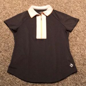 Jofit golf top. Gray with white & yellow trim. Size S